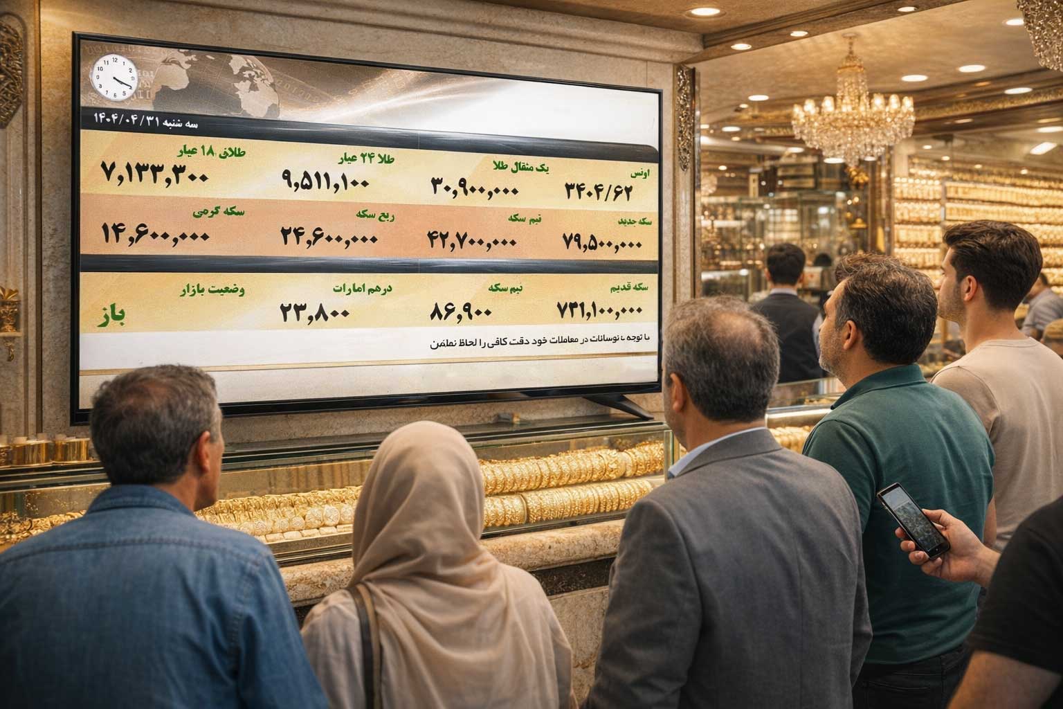 تابلو نمایشگر قیمت طلا