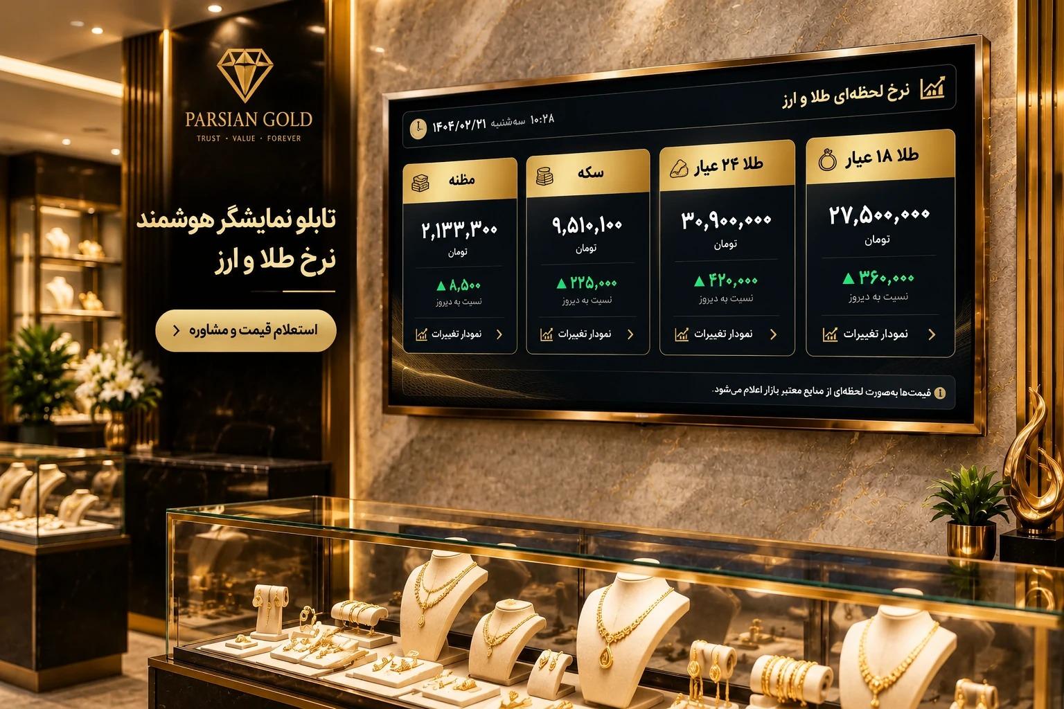 قیمت تابلو اعلام نرخ طلا