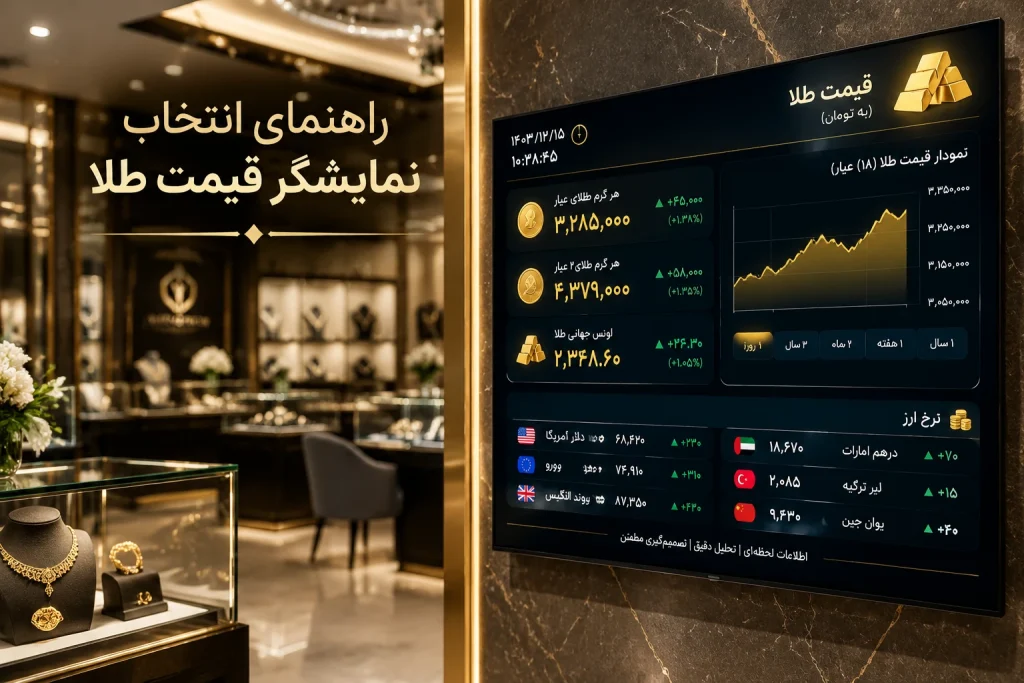 تابلو قیمت طلا برای مغازه