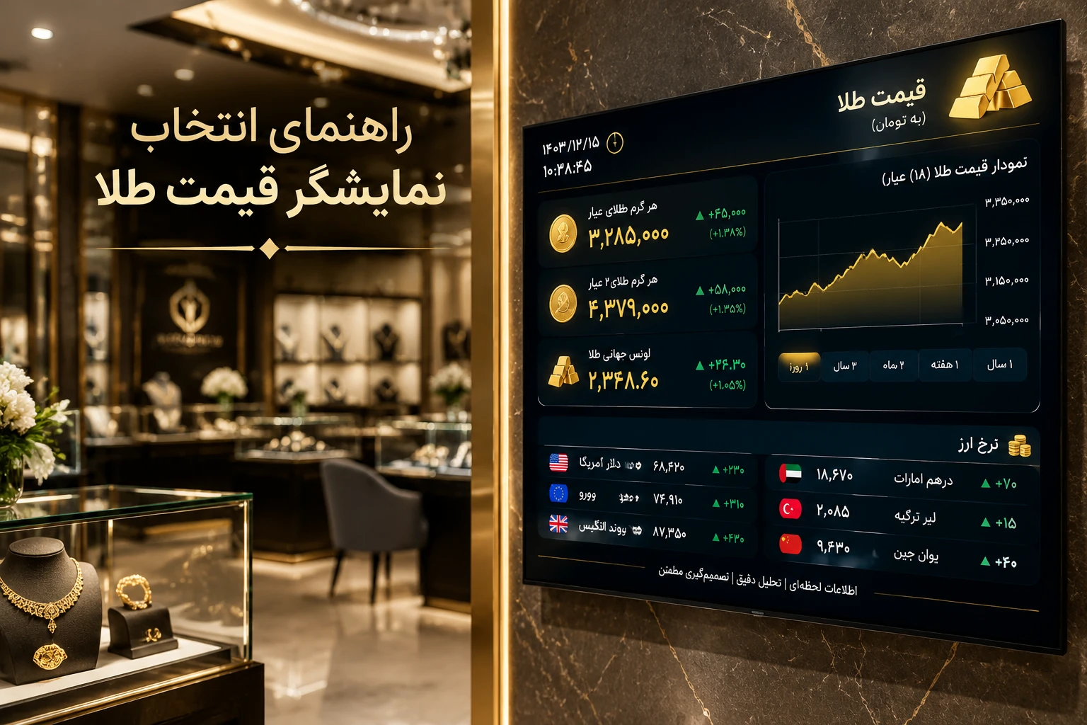 تابلو قیمت طلا برای مغازه